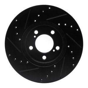 Ford Taurus Brake Rotor (1) - Front Right - R1 Concepts - Drilled & Slotted - Black - `93-`07